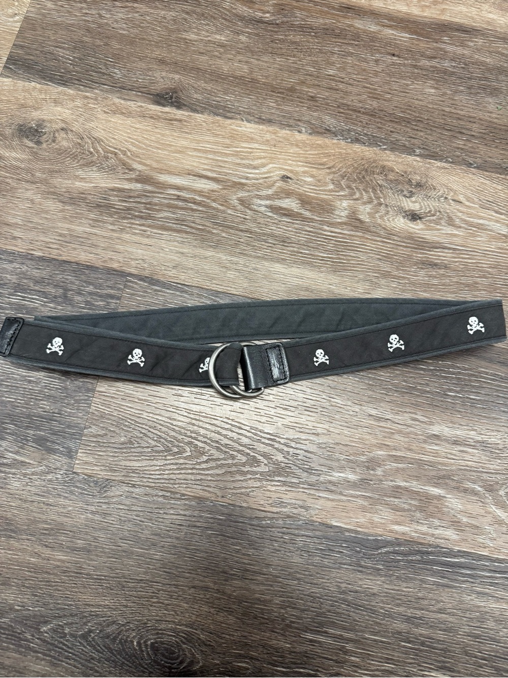 J. Crew Black Canvas Belt with White Skull Accents